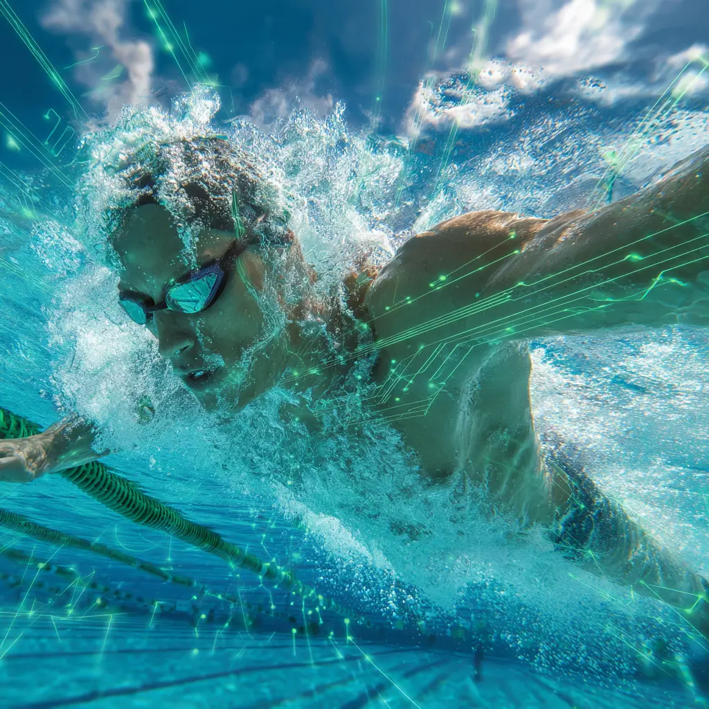 A male swimmer diving into the water.