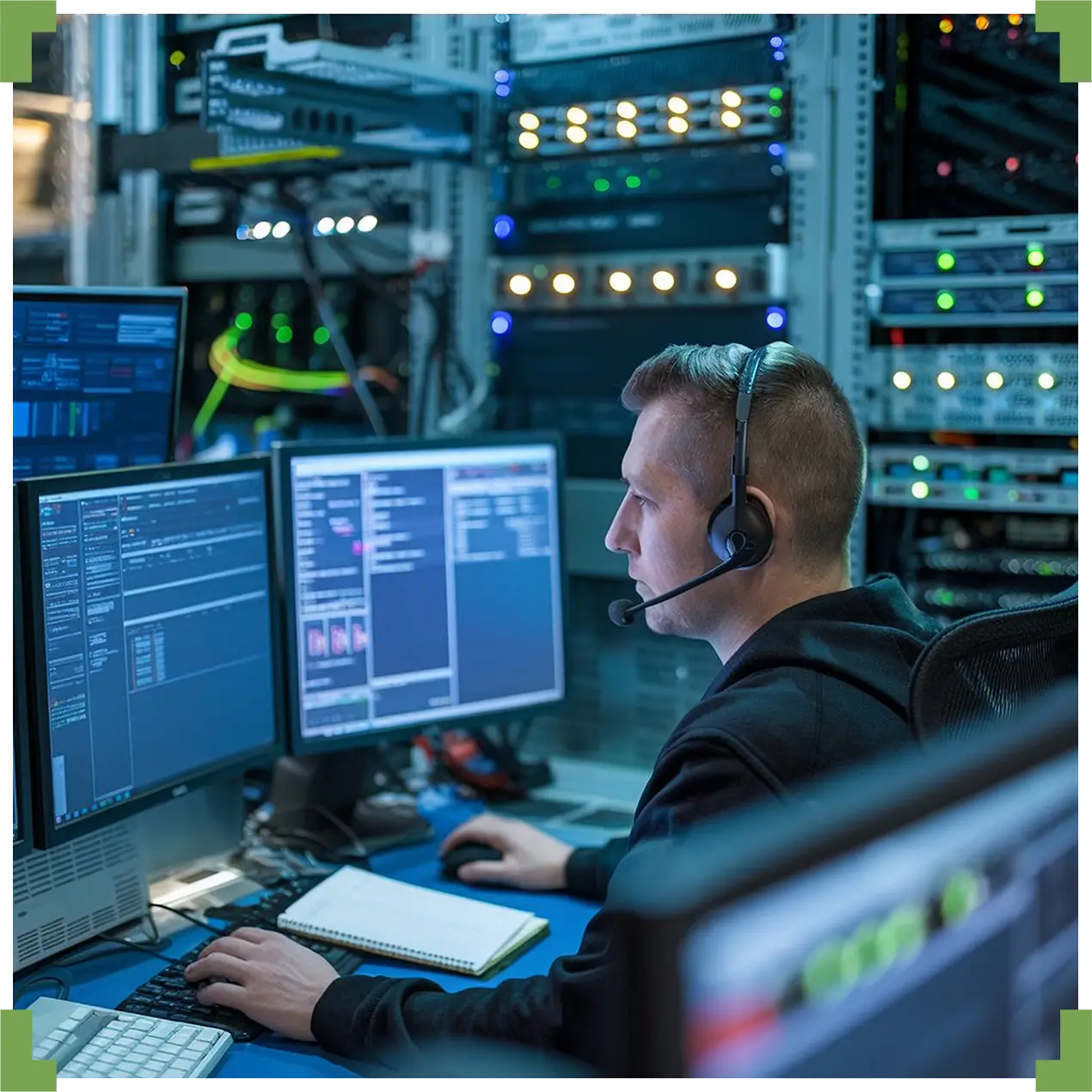 A cybersecurity professional working on a managed service.