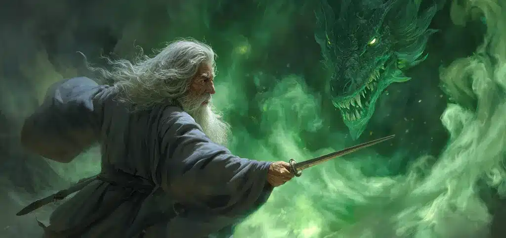 Gandalf fending off a cybersecurity balrog saying to Iranian cyber activity: you shall not pass